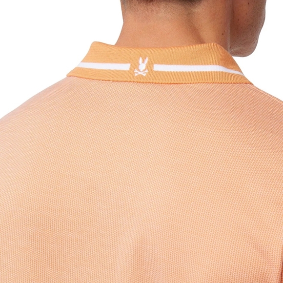 Psycho Bunny Men's Orange Warsaw Jacquard Logo Pique Polo Shirt 6 L - Picture 4 of 12